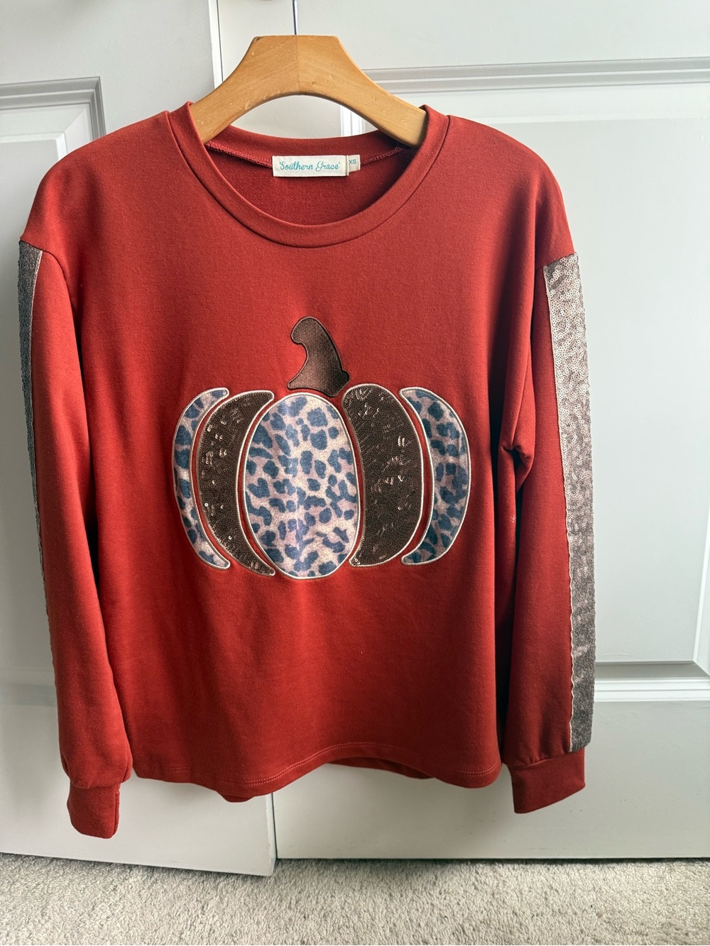 Southern Grace Rust Pumpkin Patch Crewneck Sweater